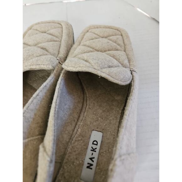 Na-kd Taupe Color Womens Loafers Quilted Upper Square Toe Size 39 (8.5) - Picture 8 of 16